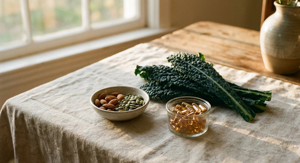 Mineral-rich foods and CMZ capsules for calcium, magnesium and zinc
