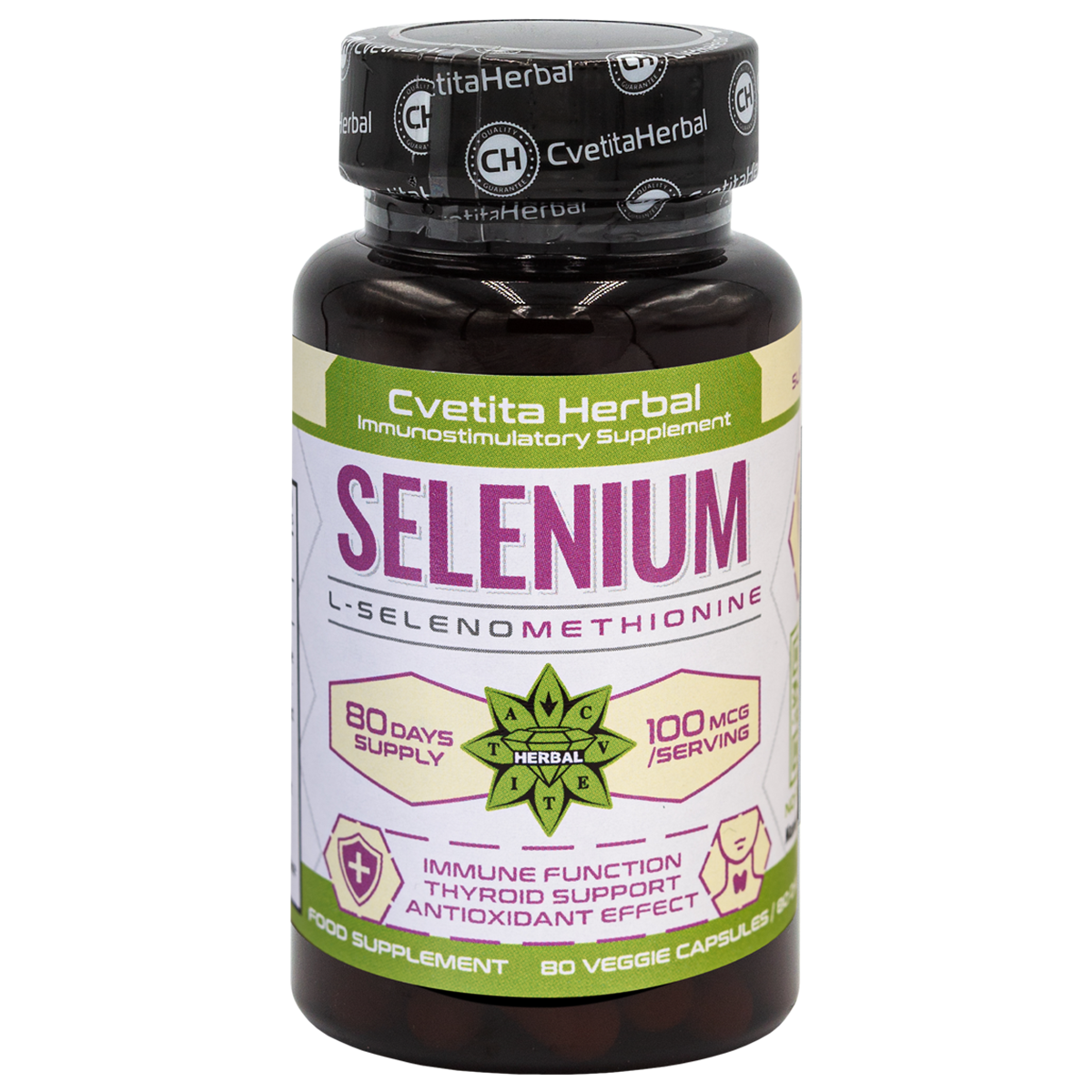 Selenium (Se) - Vegetarian (80 capsules x 100 mcg) 