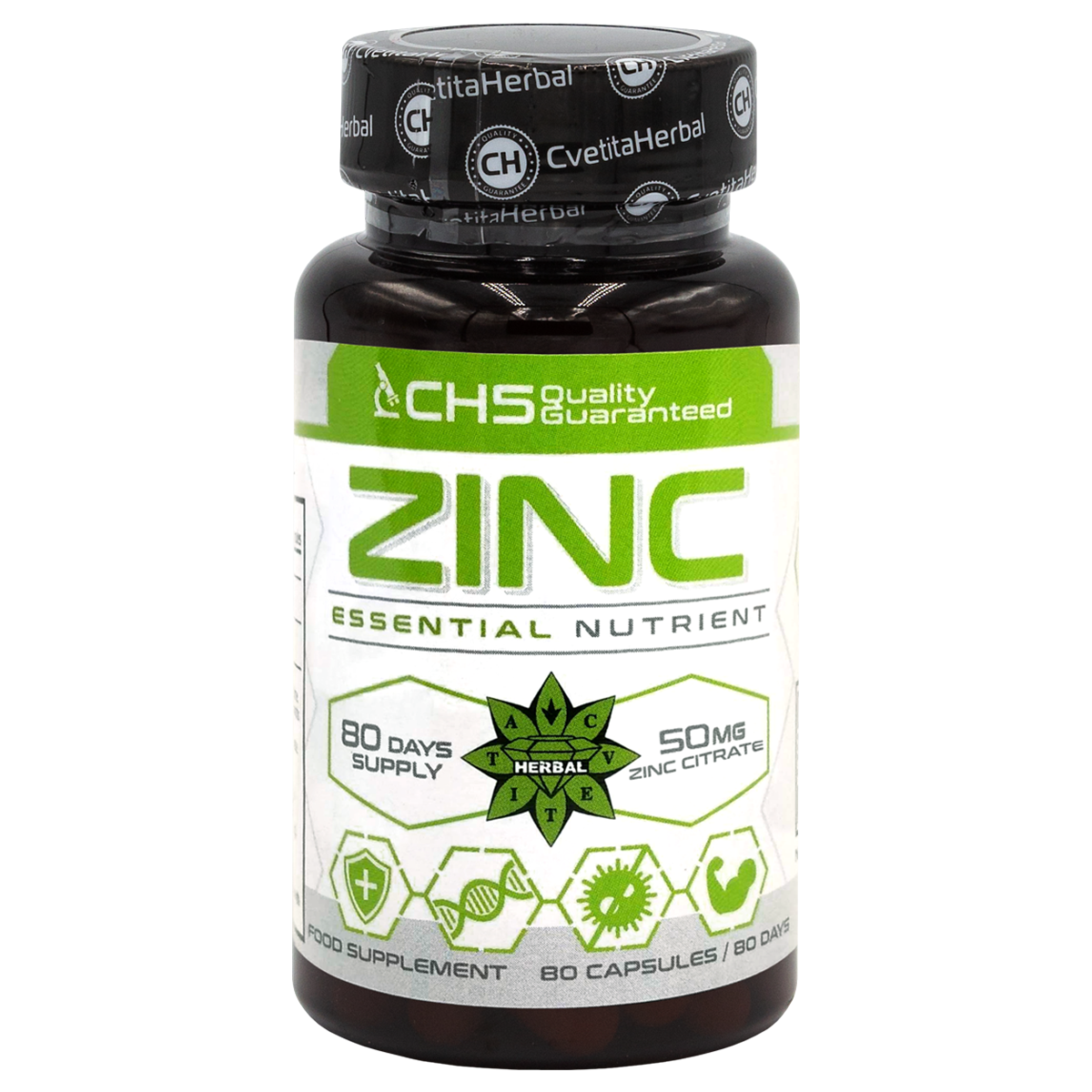 Zinc Citrate - Zinc (80 capsules x 50 mg)