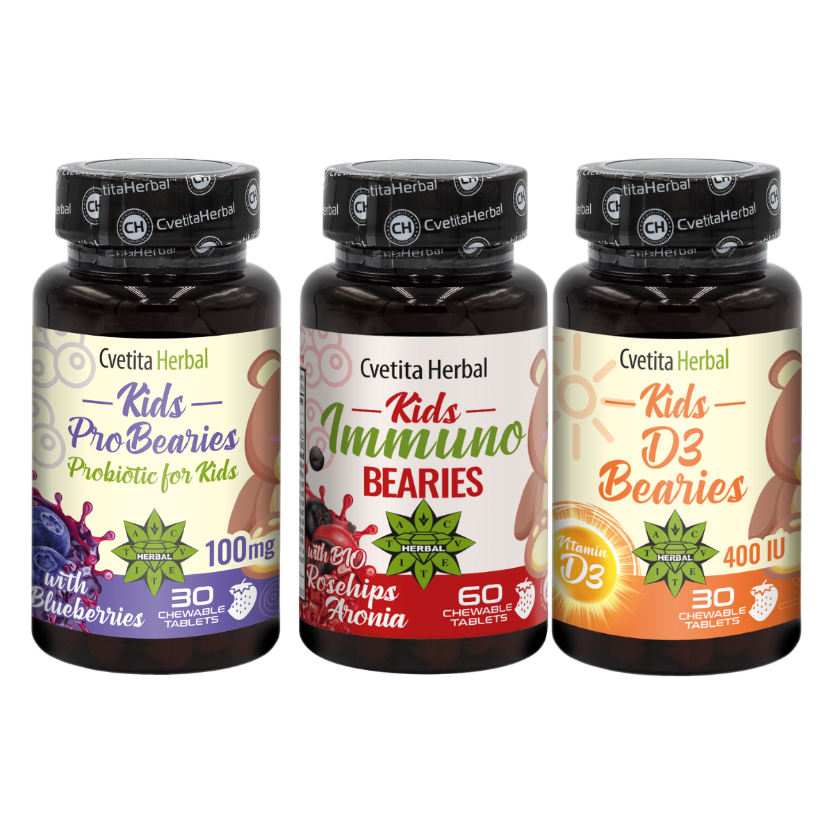 PROMO: Kids Immuno Berries 30 tablets. + Kids D3 Berries 30 tablets. + Gift Kids Pro Berries 30 tablets.