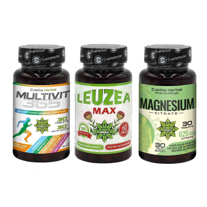 COMBO PACKAGE STRENGTHEN IMMUNITY - LEVZEYA MAX 60 TABLETS + MULTIVIT 365 + MAGNESIUM 30 TABLETS.