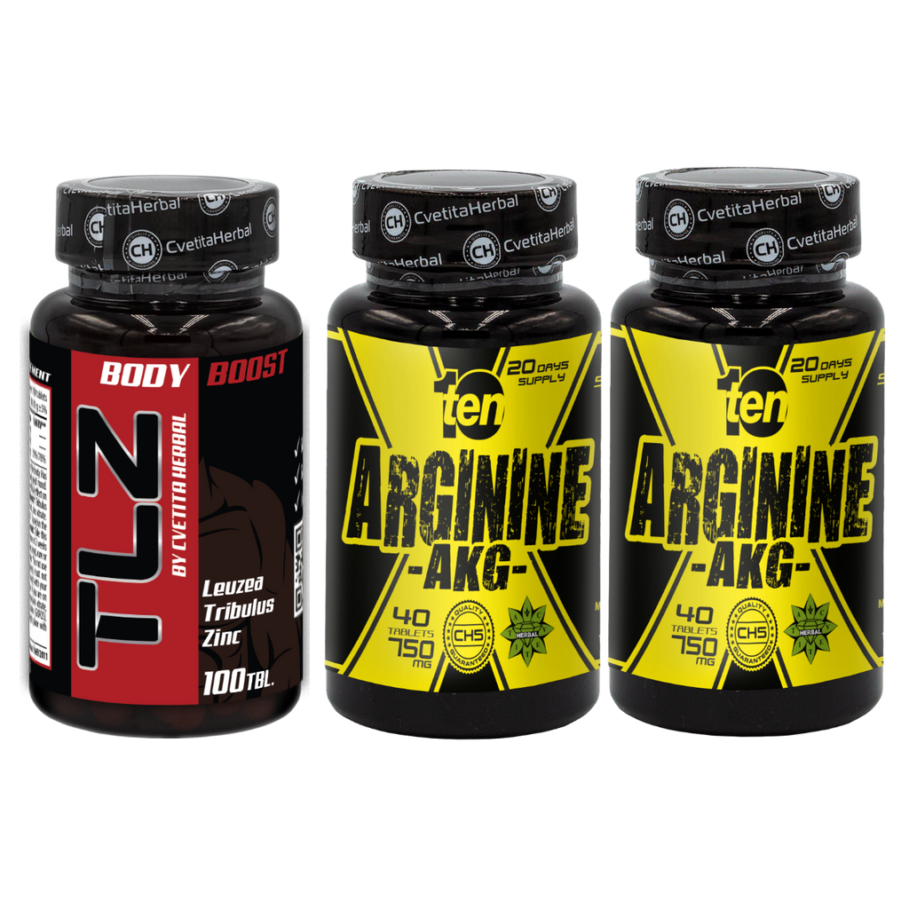 COMBO PACKAGE: TLZ (Tribulus, Leuzea, Zinc) + TEN Arginine 40 tablets