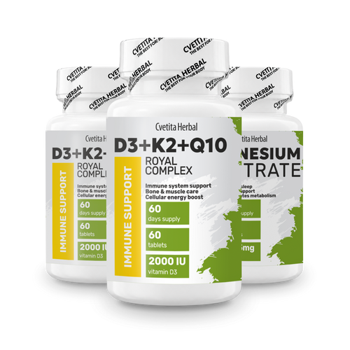 Vitamin D3 + K2 + Q10  (60 tablets)