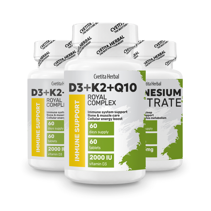 Vitamin D3 + K2 + Q10  (60 tablets)
