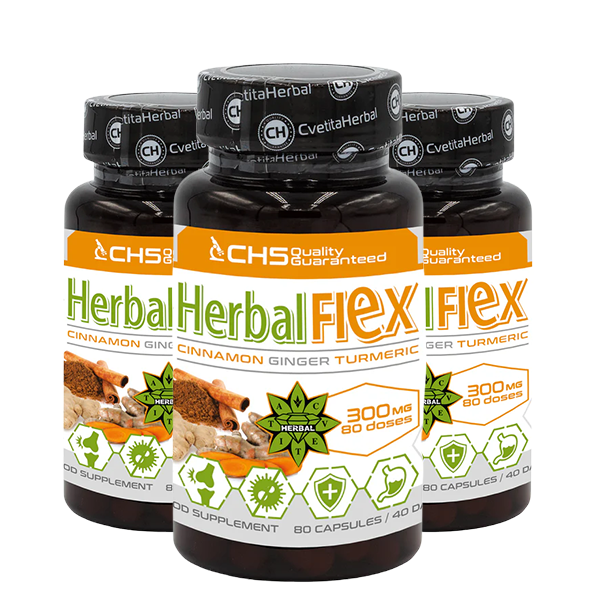 Turmeric, Ginger, Ceylon Cinnamon - Herbal Flex (80 capsules x 300mg) - Herbal Flex