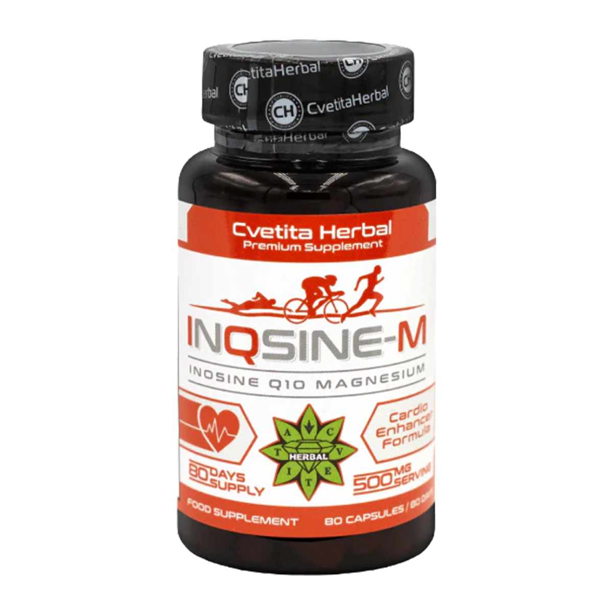 Inosine, Coenzyme Q10, Magnesium - Vegetarian (80 capsules x 500 mg)