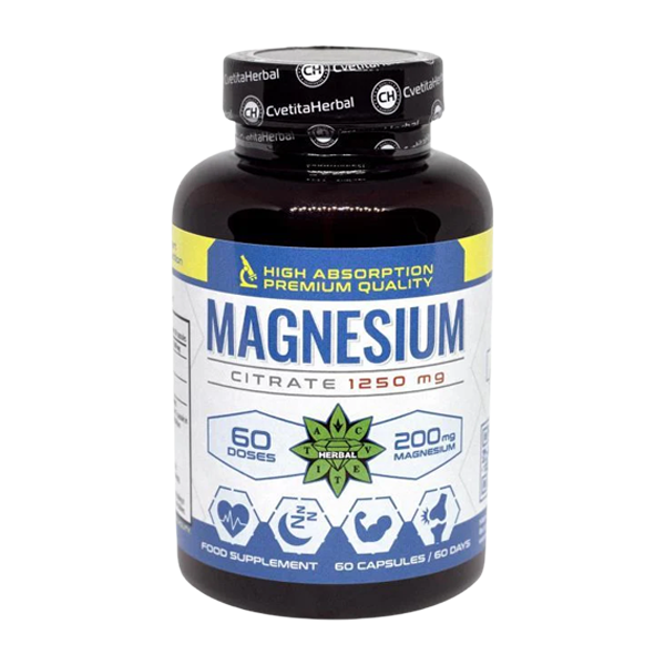 Magnesium Citrate (60 capsules x 1250 mg)