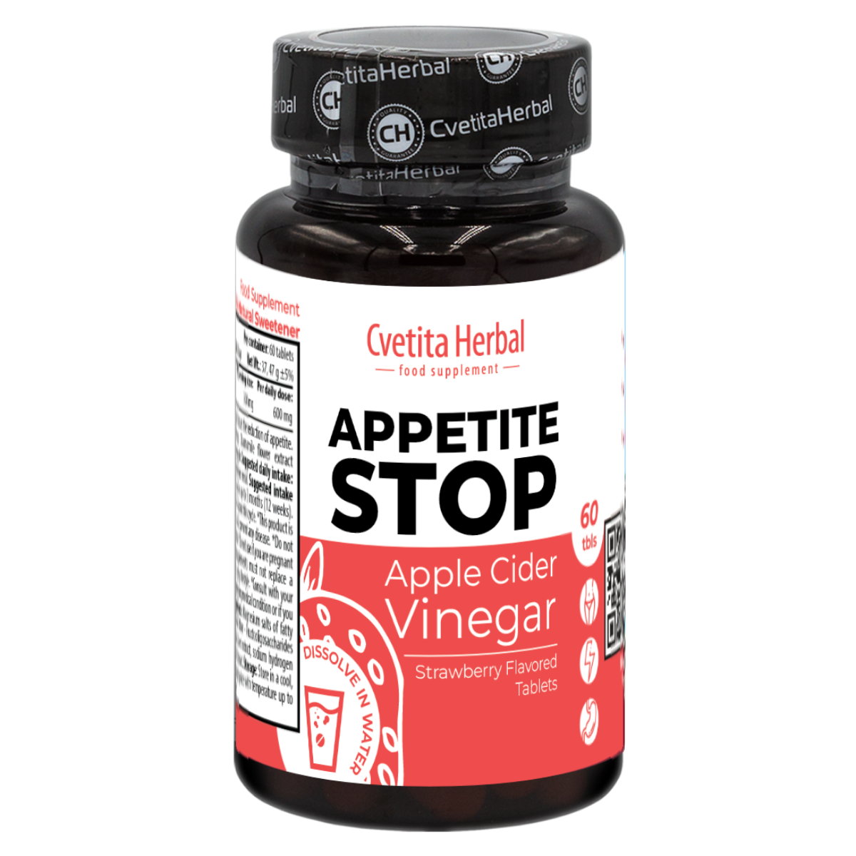 Apple Vinegar "Strawberry" - Appetite Stop (60 tablets)