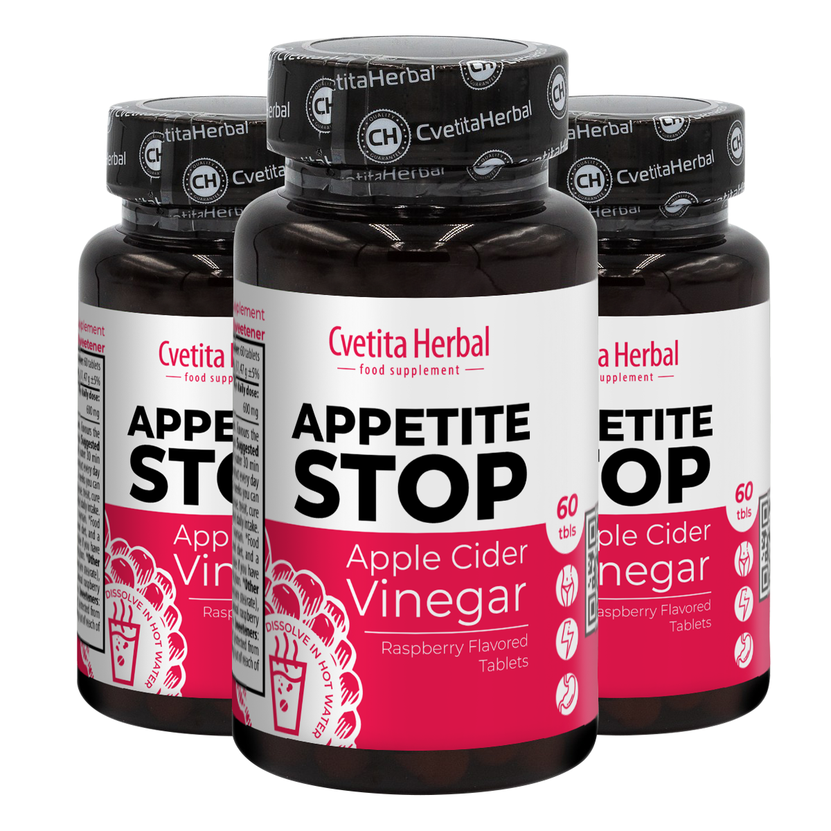 Apple Vinegar "Raspberry" - Appetite Stop (60 tablets)