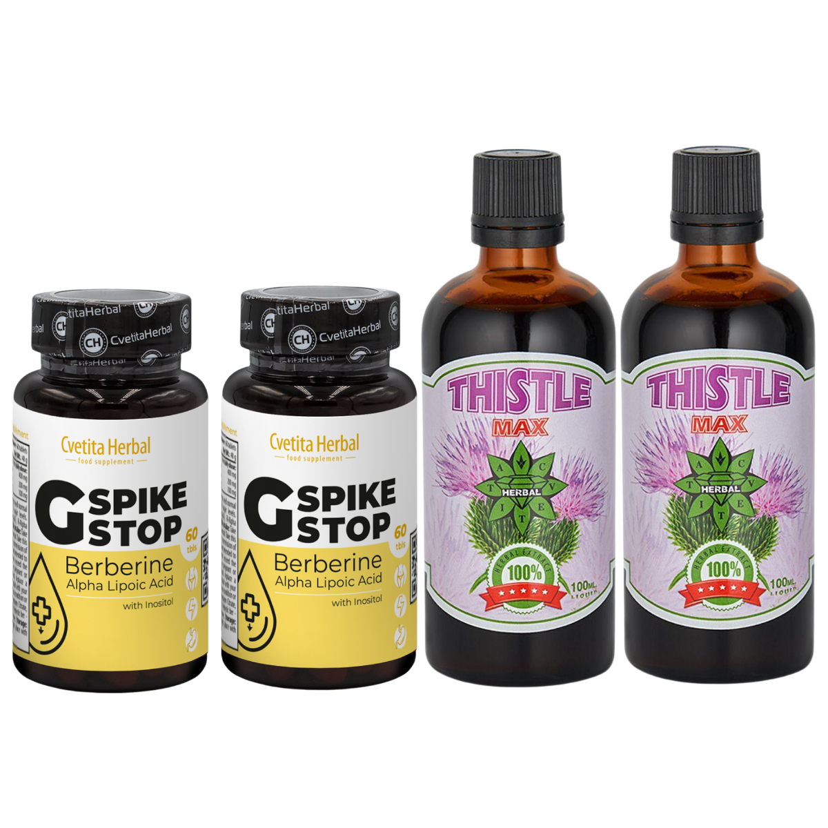 ЗДРАВЕ ЗА ЧЕРНИЯ ДРОБ: G SPIKE STOP 60 табс. + THISTLE MAX 100мл.