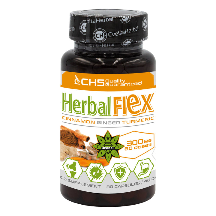 Turmeric, Ginger, Ceylon Cinnamon - Herbal Flex (80 capsules x 300mg) - Herbal Flex