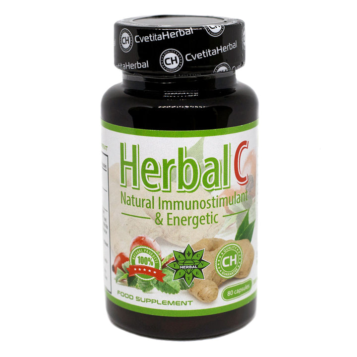 Vitamin C and Ginger - Herbal C (80 capsules x 300 mg)