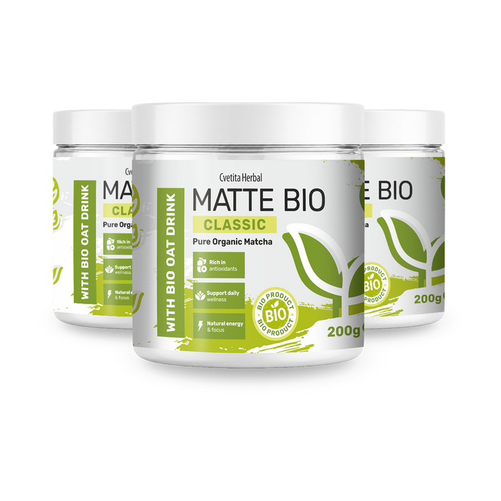 Matte Bio Classic 2+1 - bundle of three 200 g organic matcha tubs