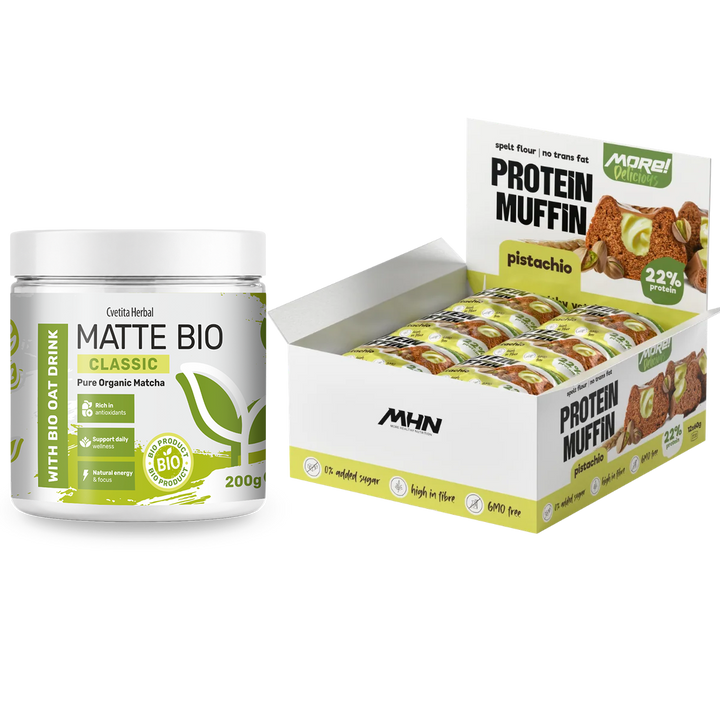Matte Bio Classic and MHN pistachio protein muffins - combo pack
