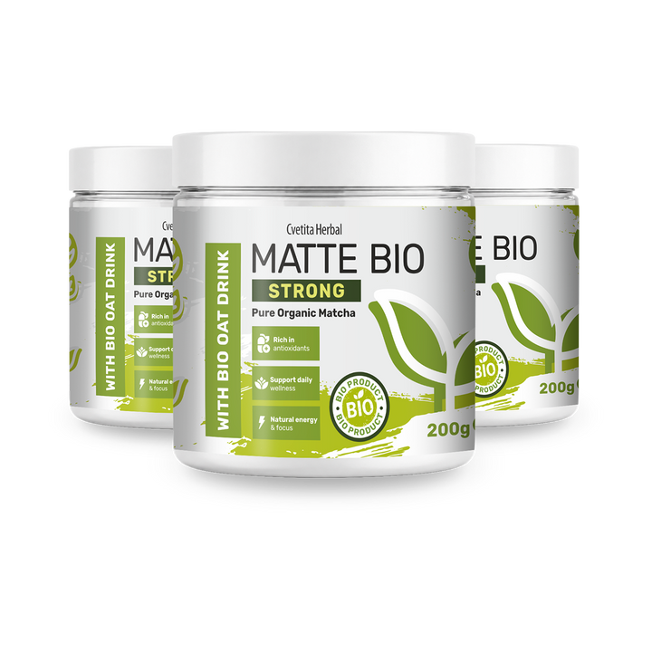 Matte Bio Strong 2+1 - bundle of three 200 g organic matcha tubs