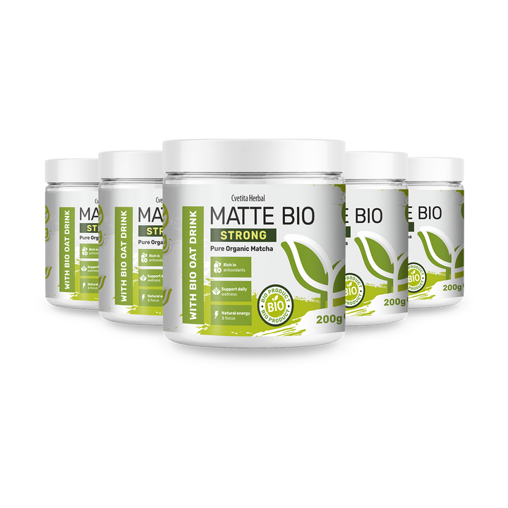 Matte Bio Strong 3+2 - bundle of five 200 g organic matcha tubs