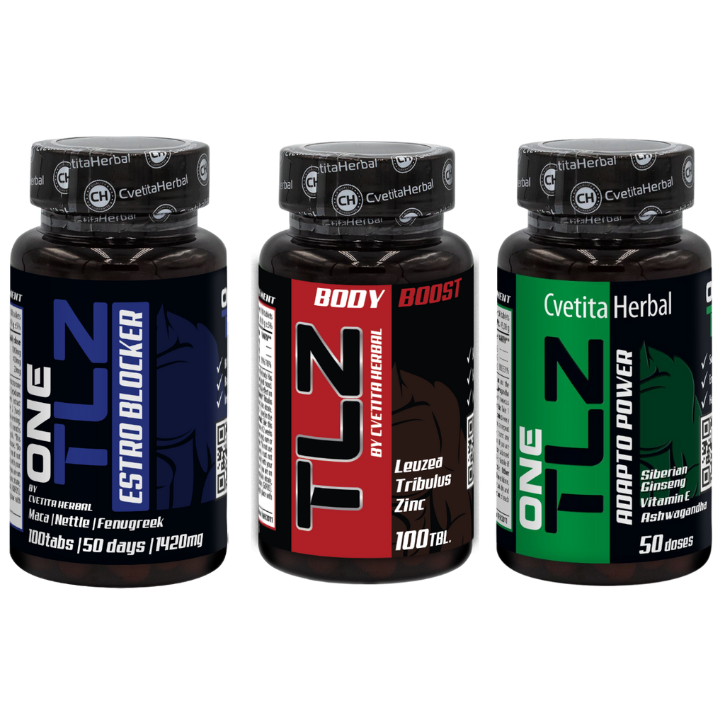 COMBO PACKAGE: TLZ BODY BOOST 100 tablets. + TLZ ESTRO BLOCKER 100 tab. + TLZ ADAPTO POWER 50 tab.