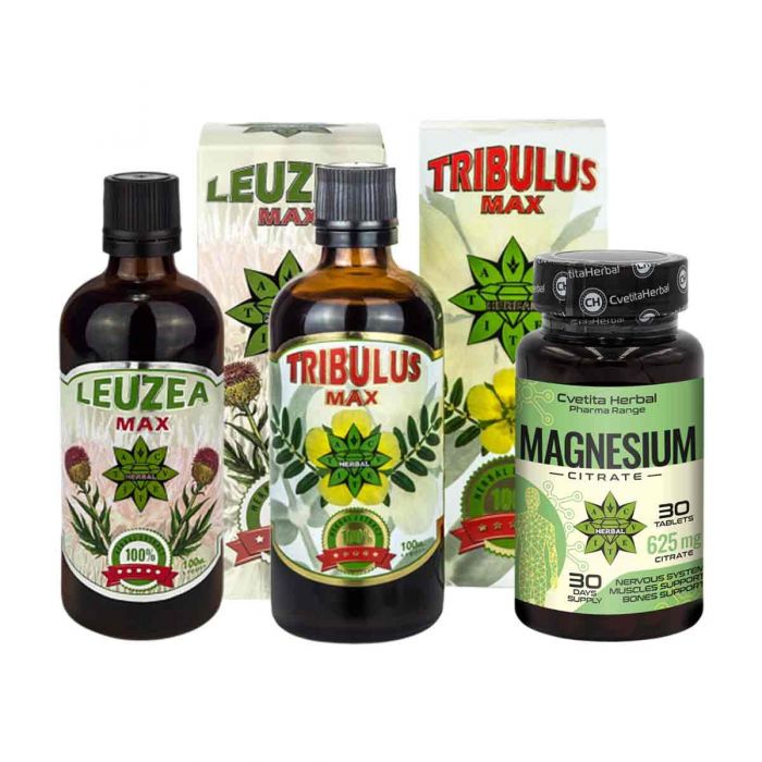 COMBO PACKAGE: Leuzea Max + Tribulus Max + Magnesium (30 tablets)