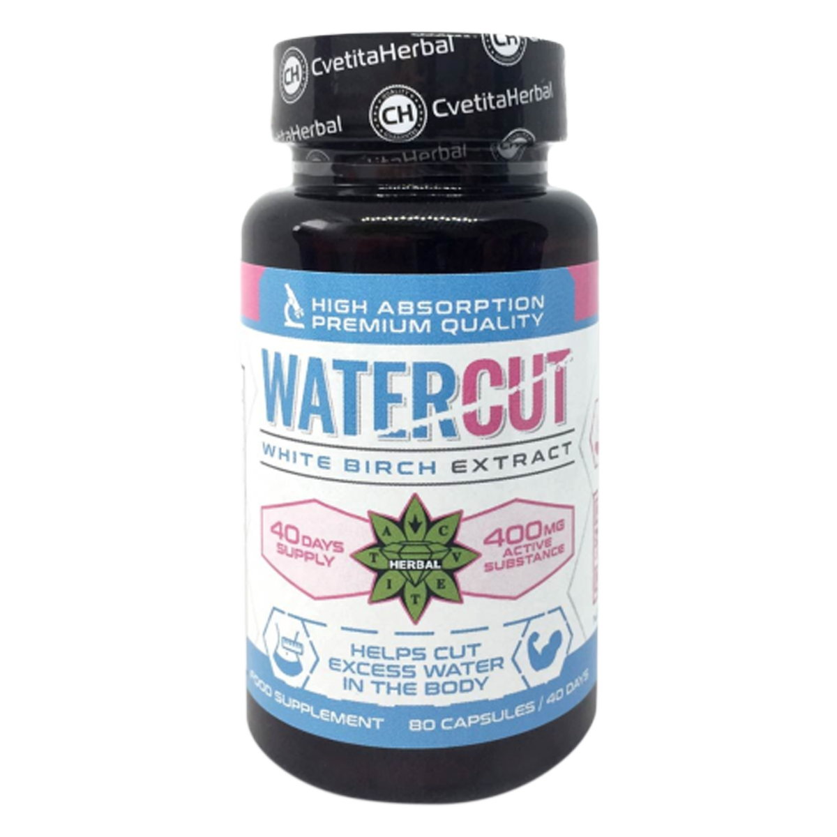 COMBO PACKAGE: Green Tea with Cocoa 100ml + Water Cut (White Birch Extract) 80 caps.